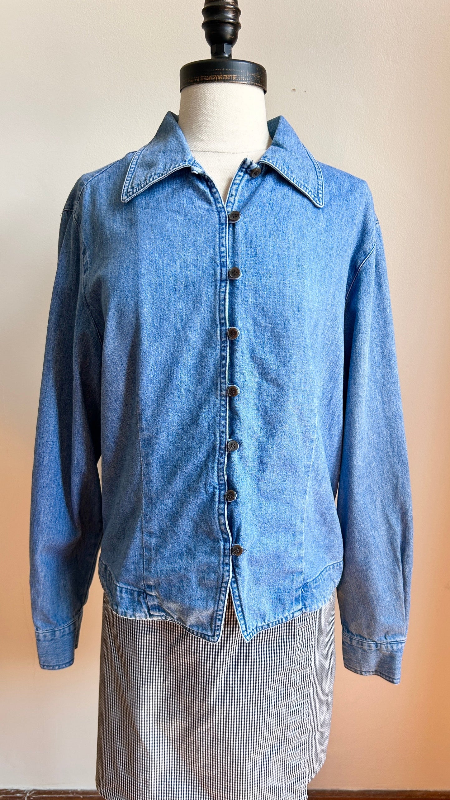 1990s denim button-down top, sz. large/XL
