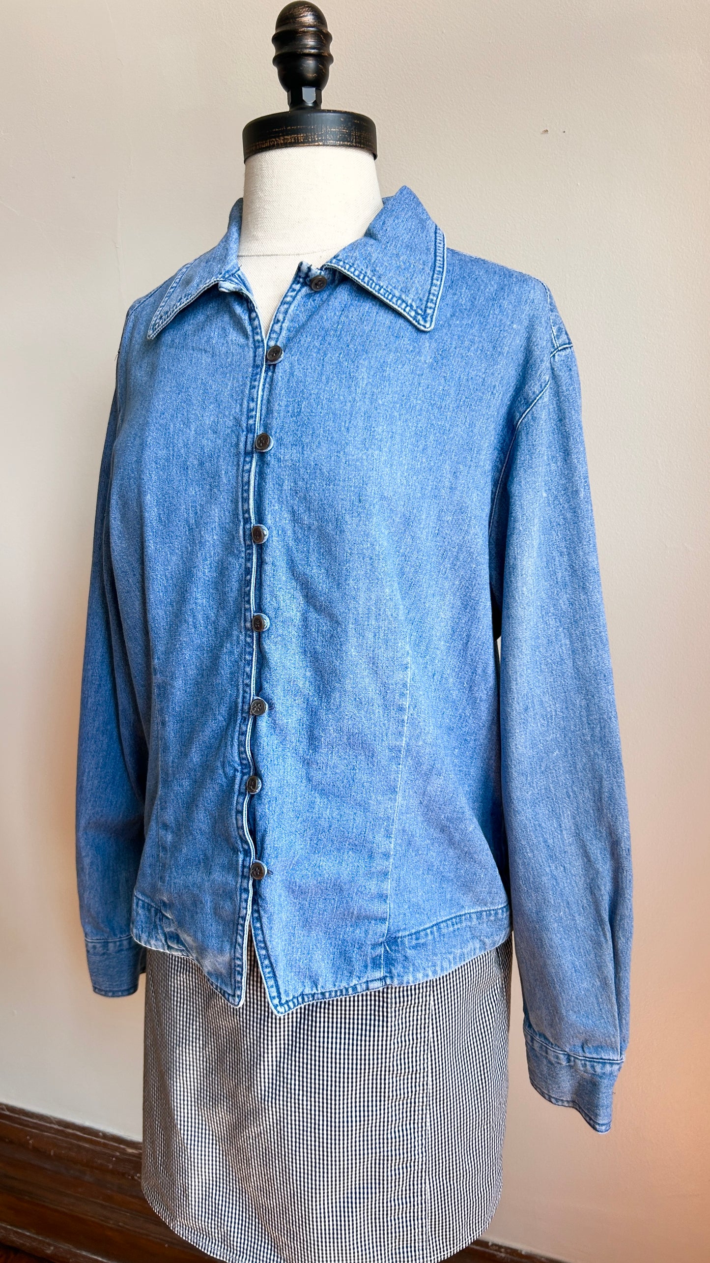 1990s denim button-down top, sz. large/XL