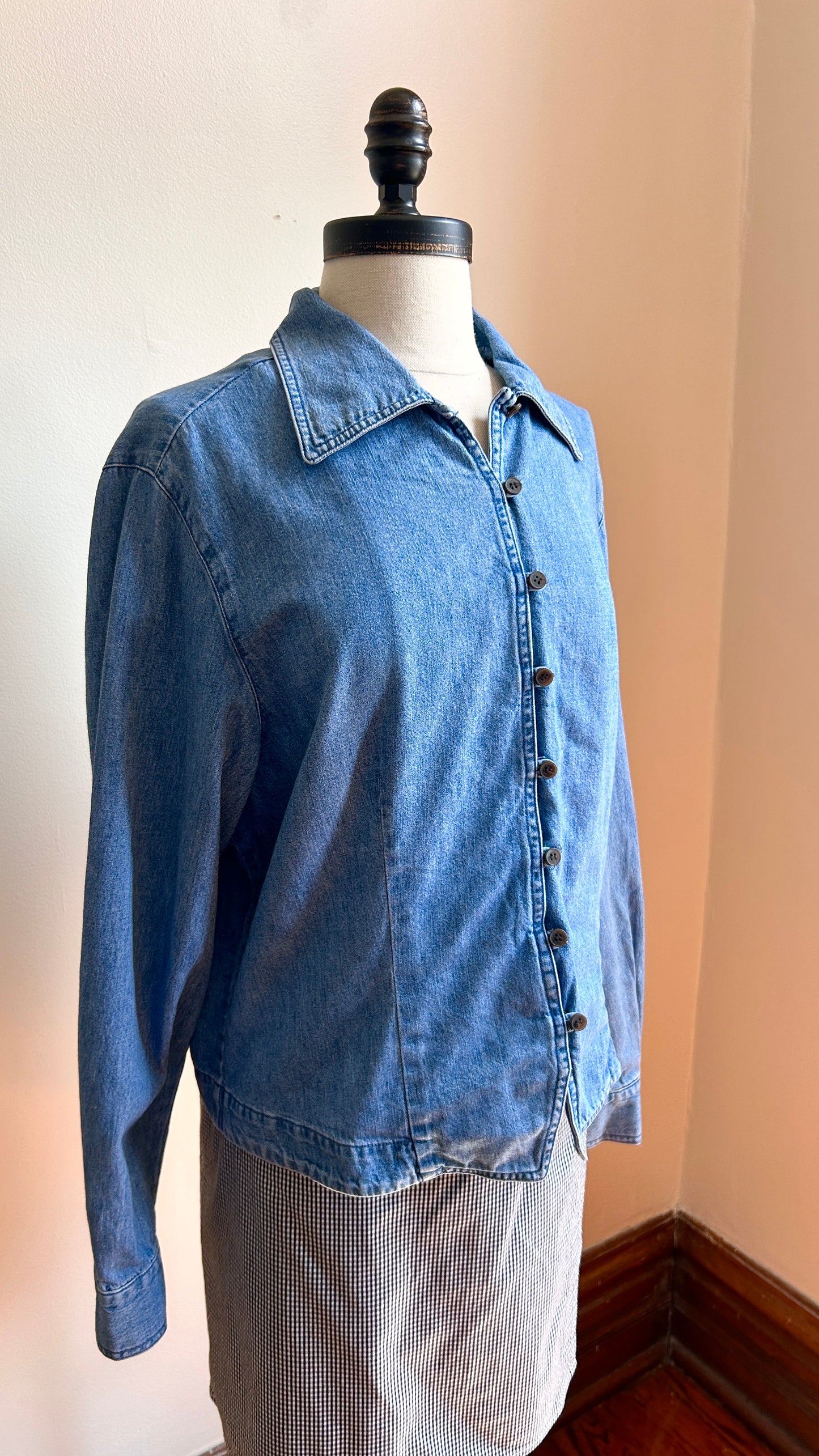 1990s denim button-down top, sz. large/XL