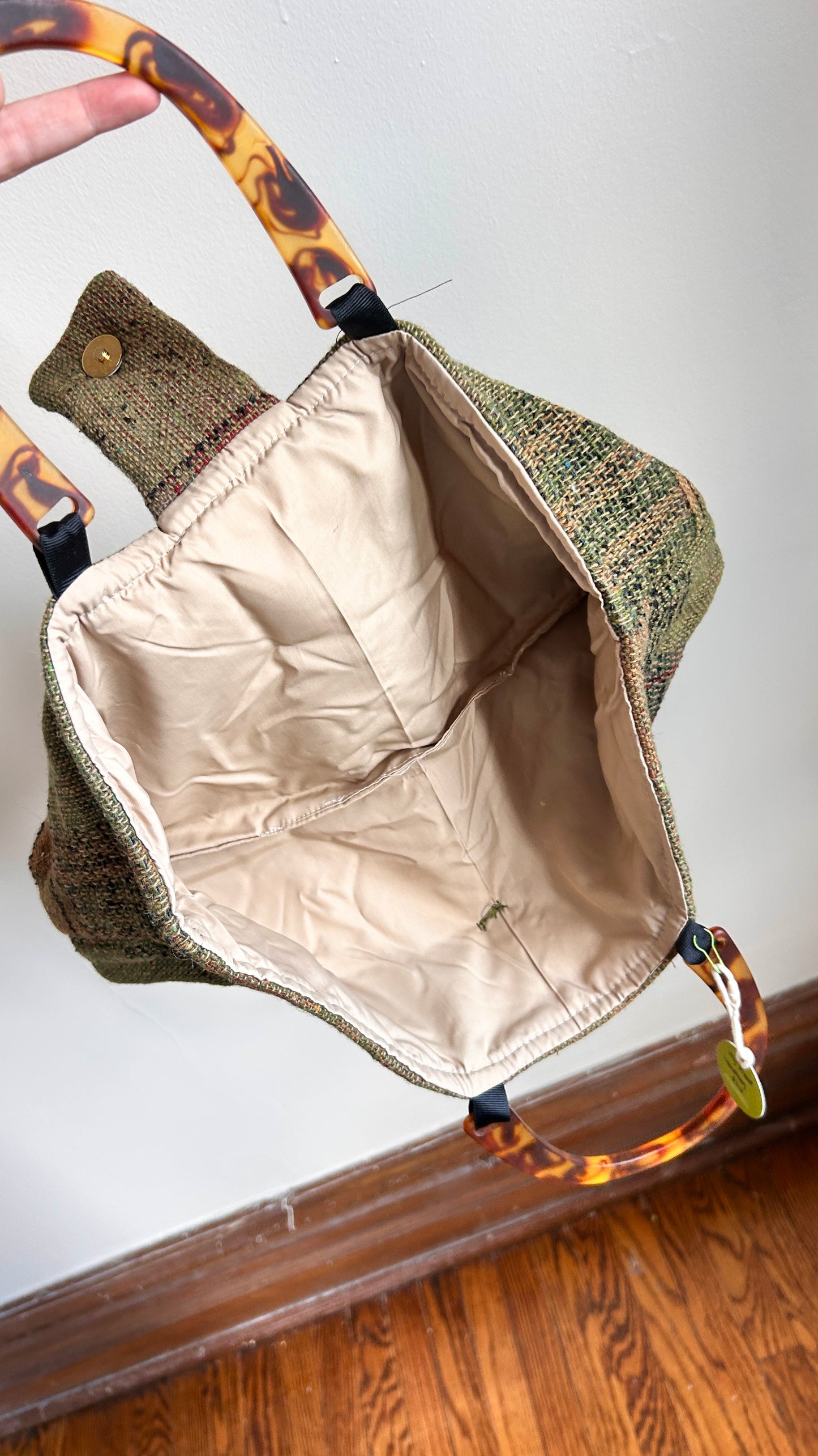 1990s green plaid handbag