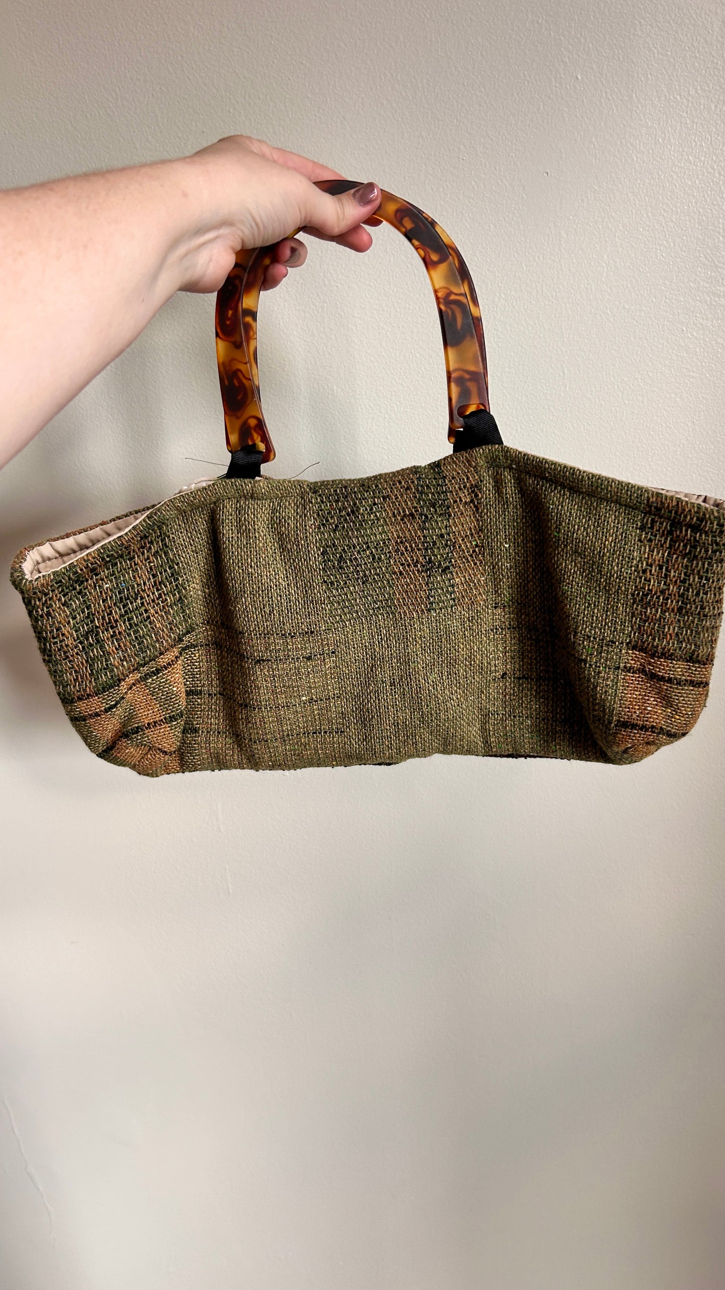 1990s green plaid handbag
