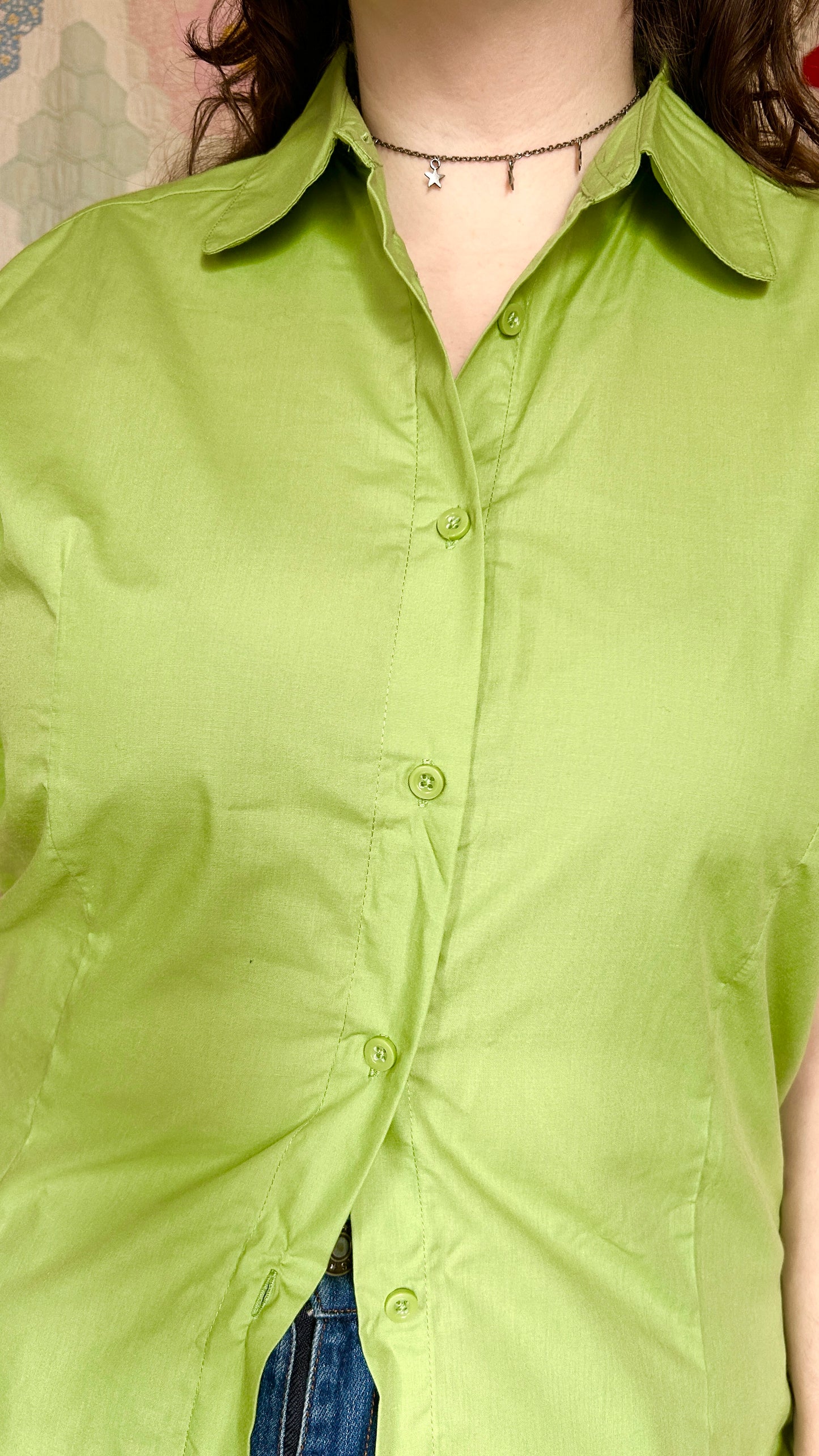 1990s lime green short-sleeved top, sz. 1X