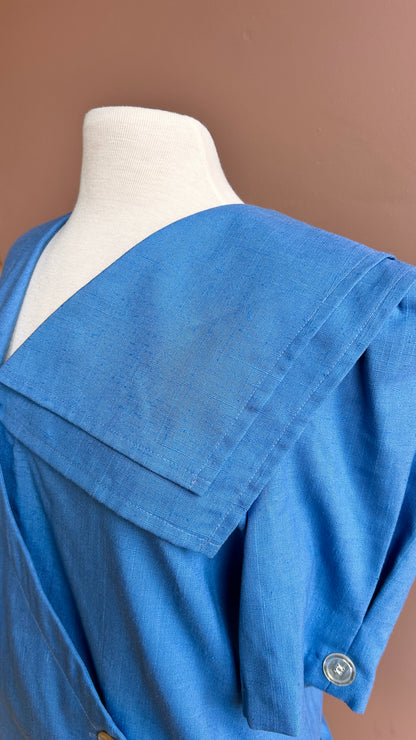 1970s blue sailor midi dress, sz. medium