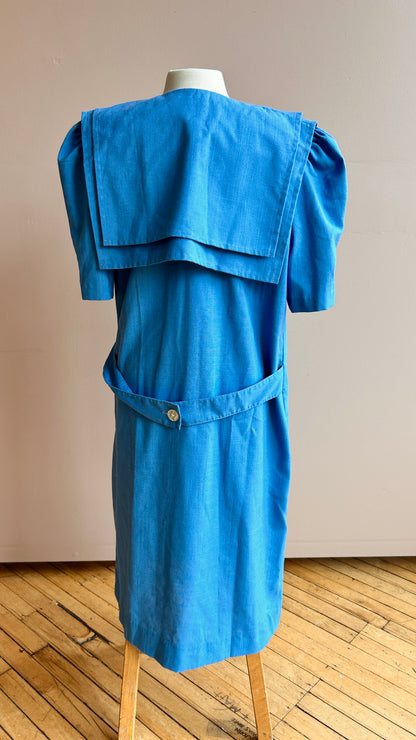 1970s blue sailor midi dress, sz. medium