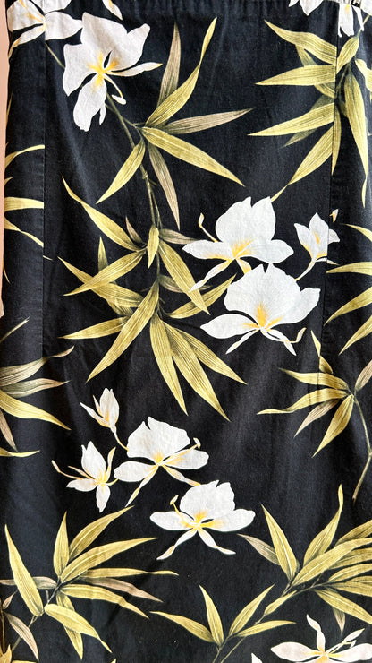 1990s black tropical floral mini dress, sz. medium