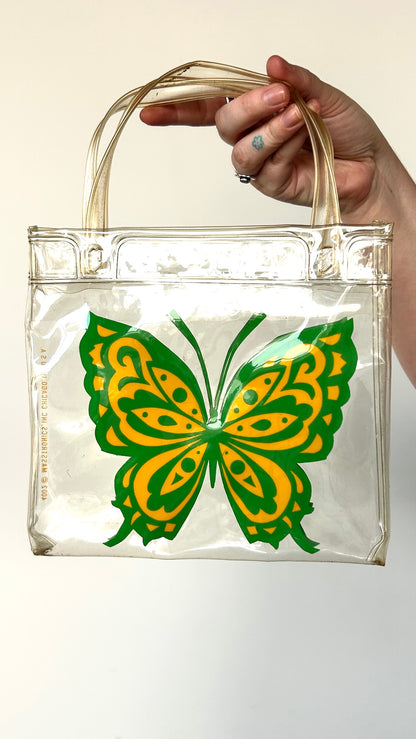 1970s clear plastic butterfly handbag