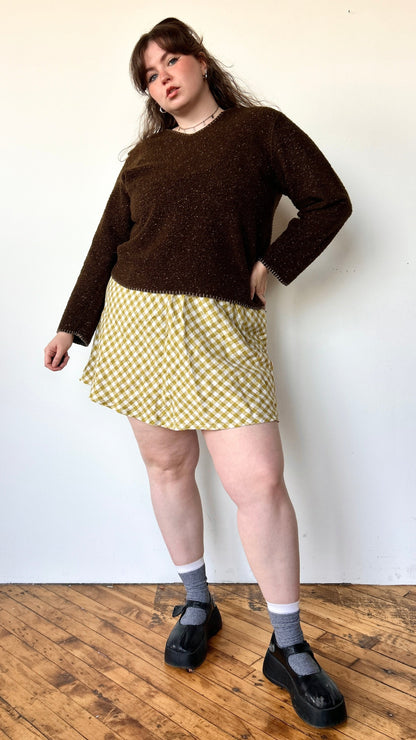 2000s speckled brown fleece sweater, sz. 1X