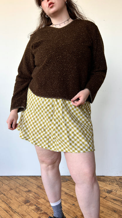 2000s speckled brown fleece sweater, sz. 1X