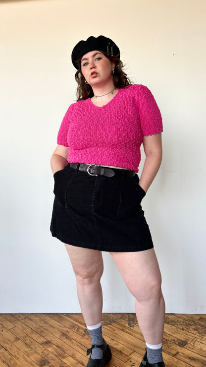 1990s pink knit sweater top, sz. large/XL