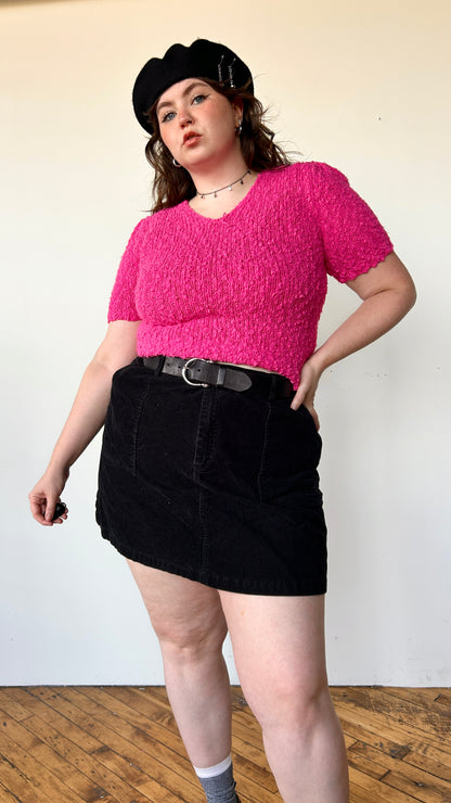 1990s pink knit sweater top, sz. large/XL