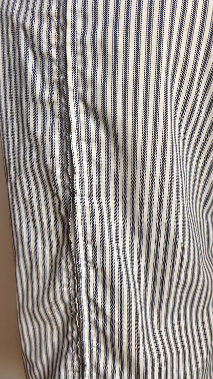 1950s striped mini shift dress with illustrated pockets, sz. small