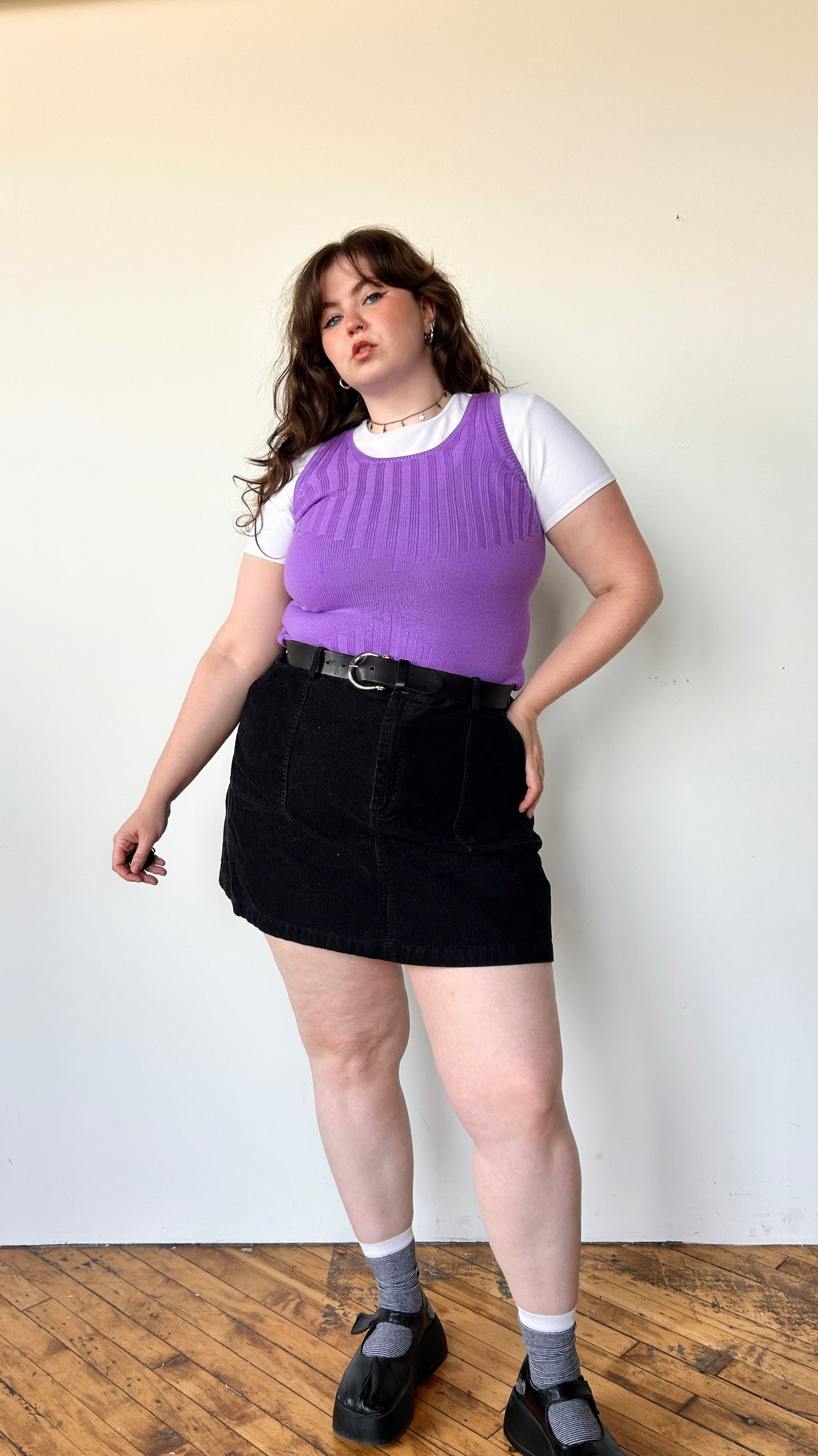 1970s purple knit tank top, sz. medium