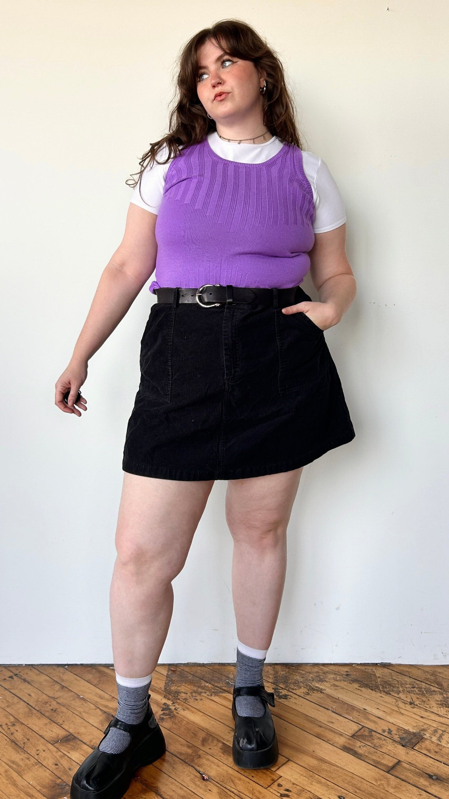 1970s purple knit tank top, sz. medium