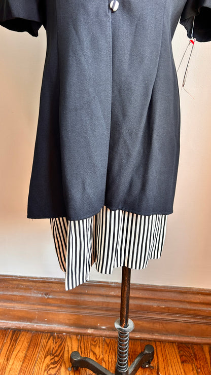 1980s black + white striped romper, sz. large