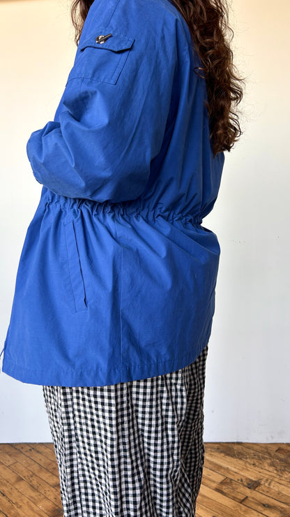 1990s cornflower blue parka jacket, sz. large/XL