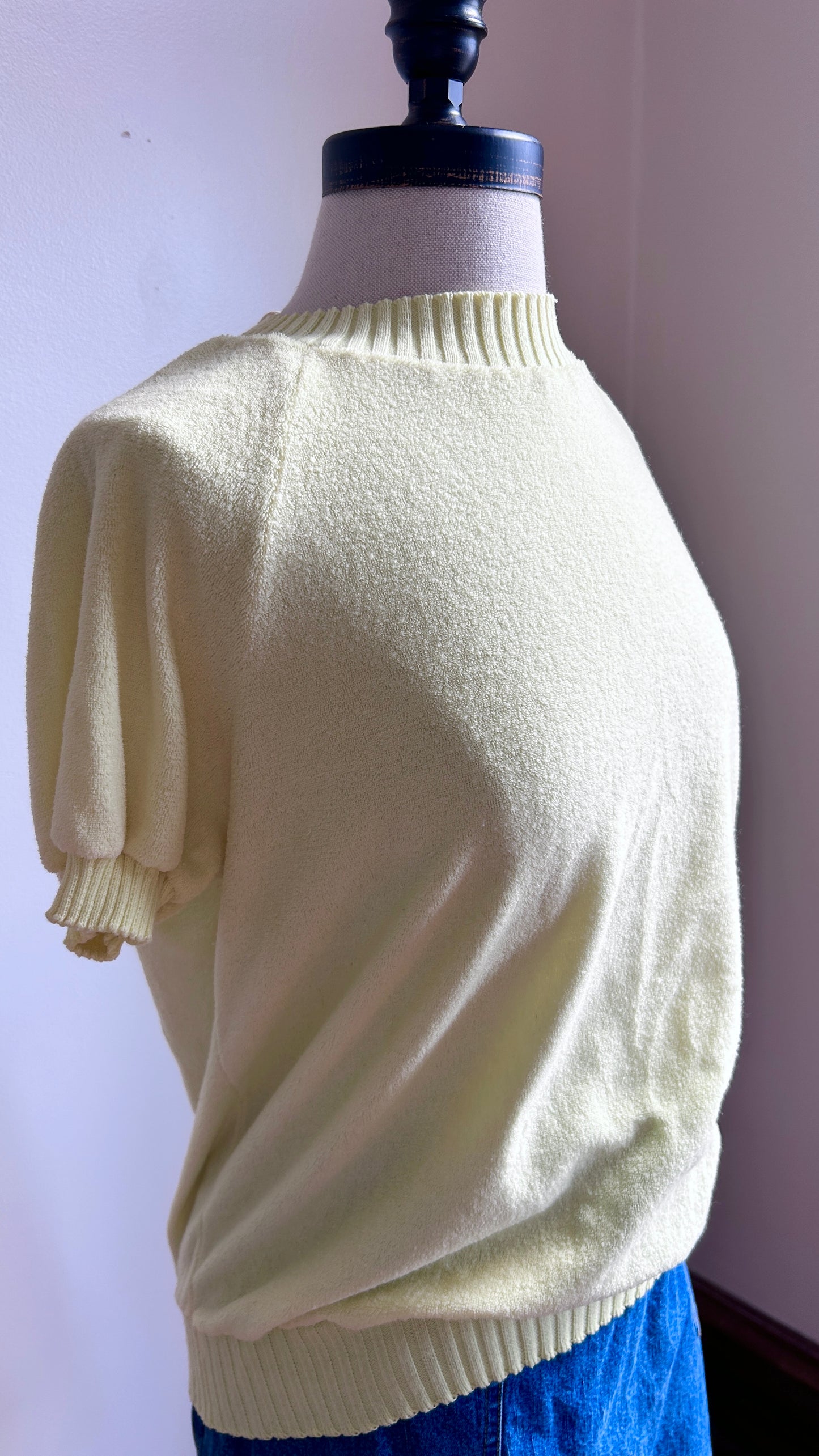 1970s yellow terry cloth top, sz. medium/large