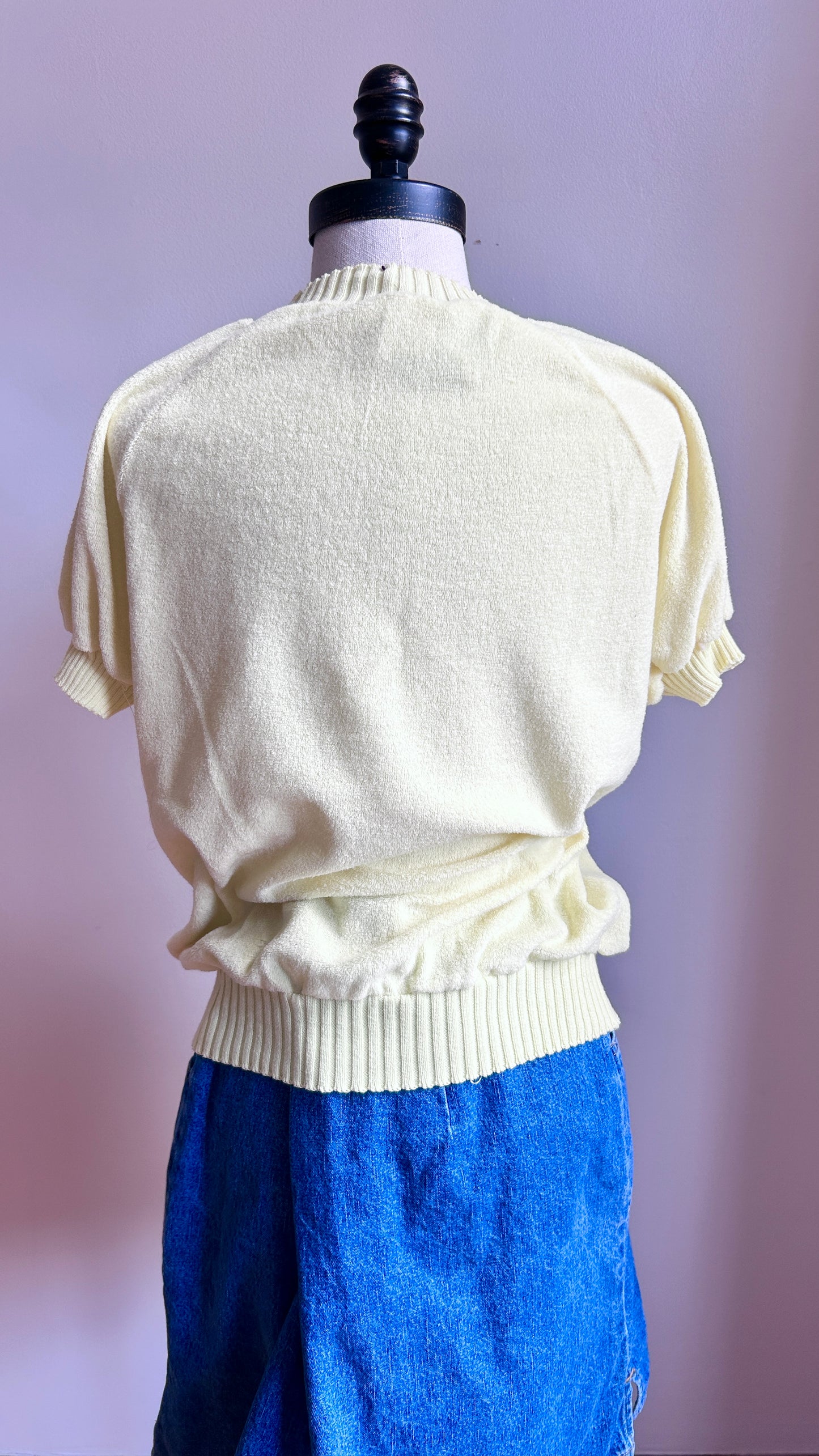 1970s yellow terry cloth top, sz. medium/large