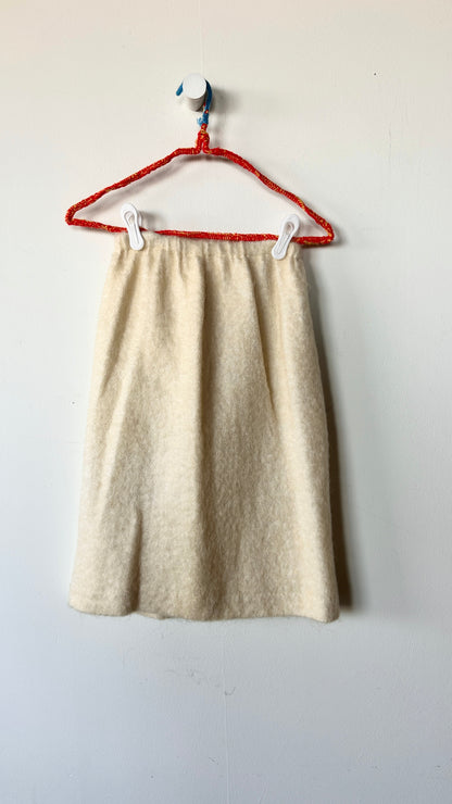 1960s cream wool midi skirt, sz. XS