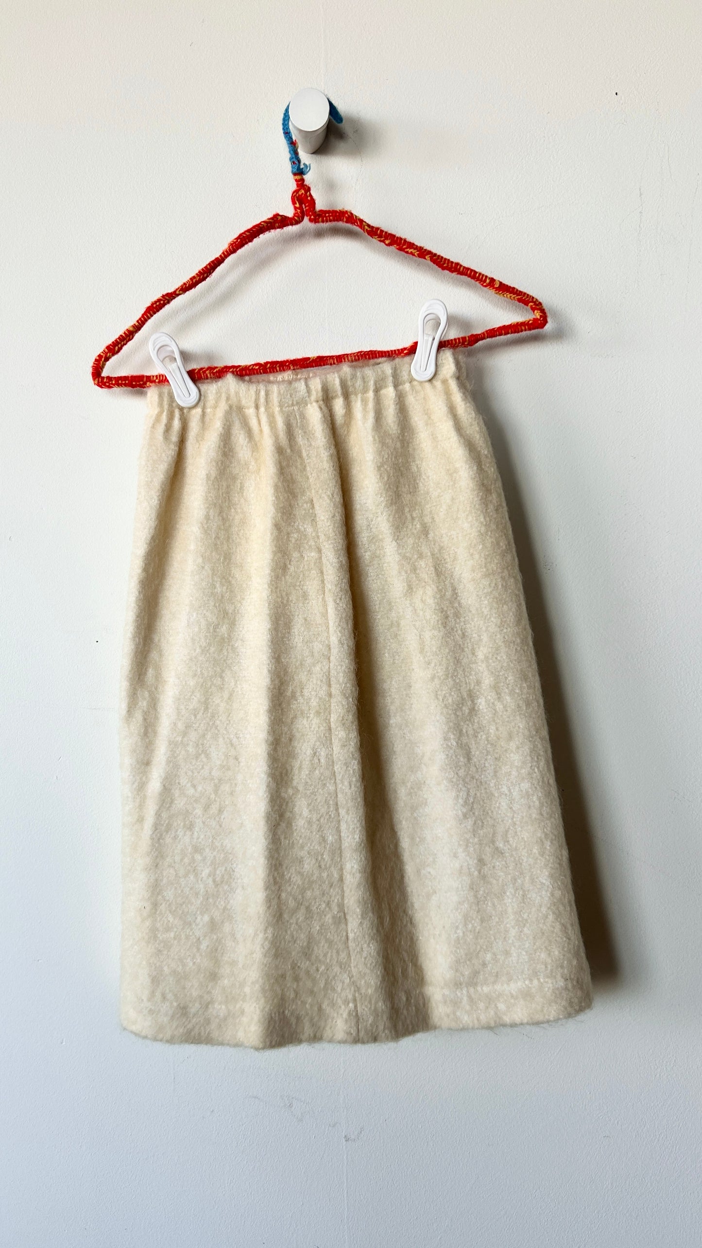 1960s cream wool midi skirt, sz. XS