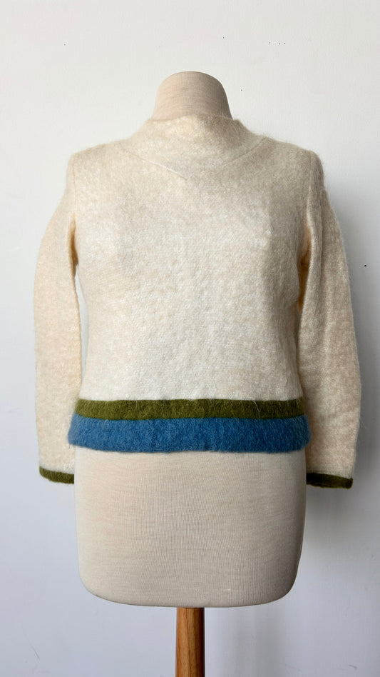 1960s cream wool sweater, sz. small/medium