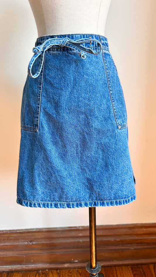 1990s denim mini skort, sz. large