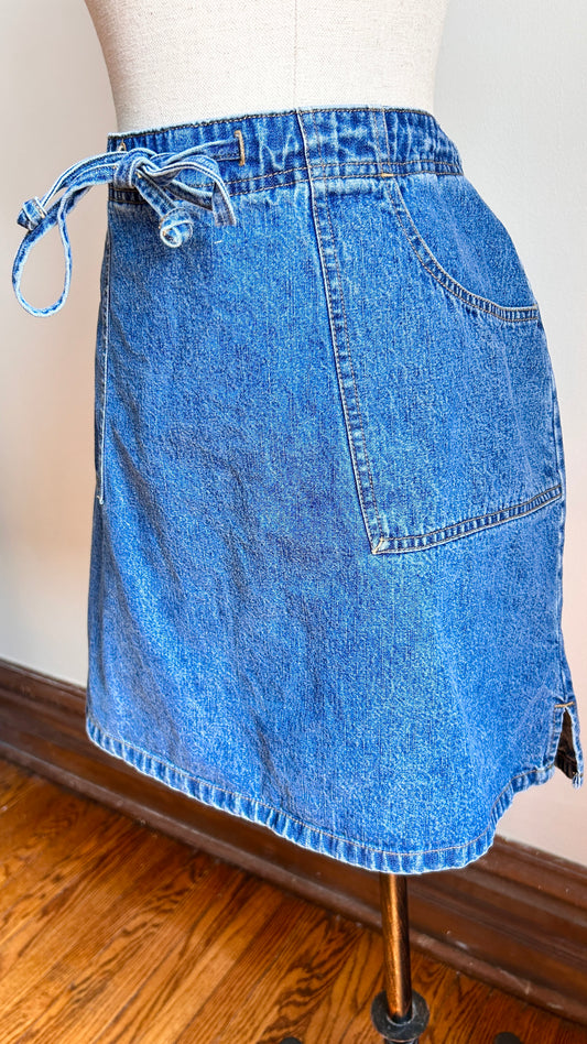 1990s denim mini skort, sz. large