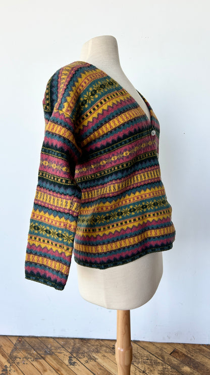 1980s fair isle cardigan sweater, sz. small