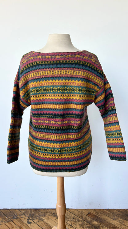 1980s fair isle cardigan sweater, sz. small