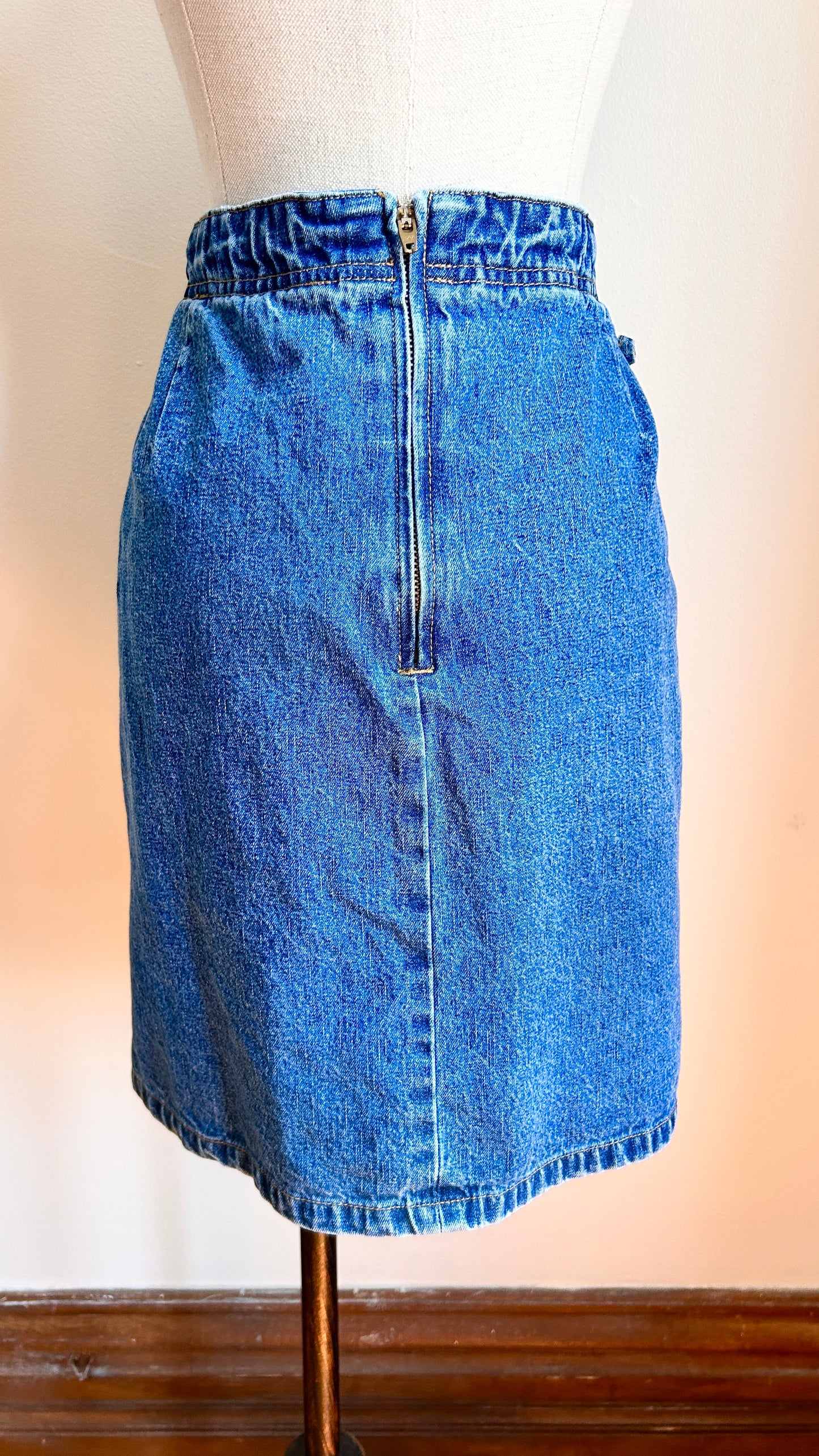 1990s denim mini skort, sz. large