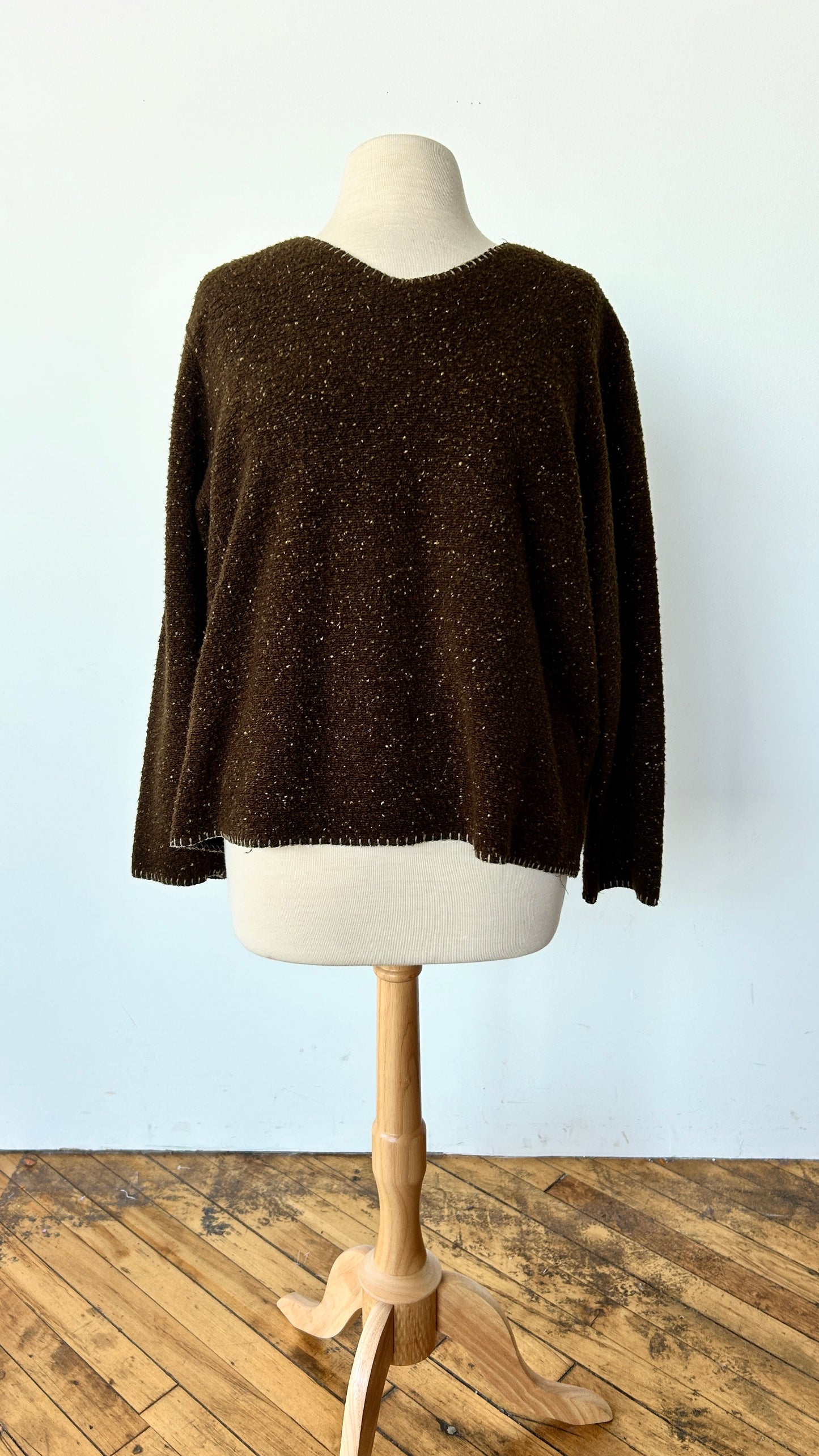 2000s speckled brown fleece sweater, sz. 1X