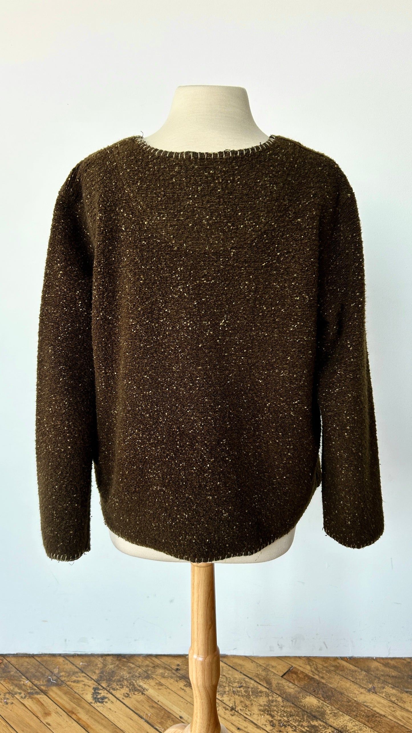 2000s speckled brown fleece sweater, sz. 1X