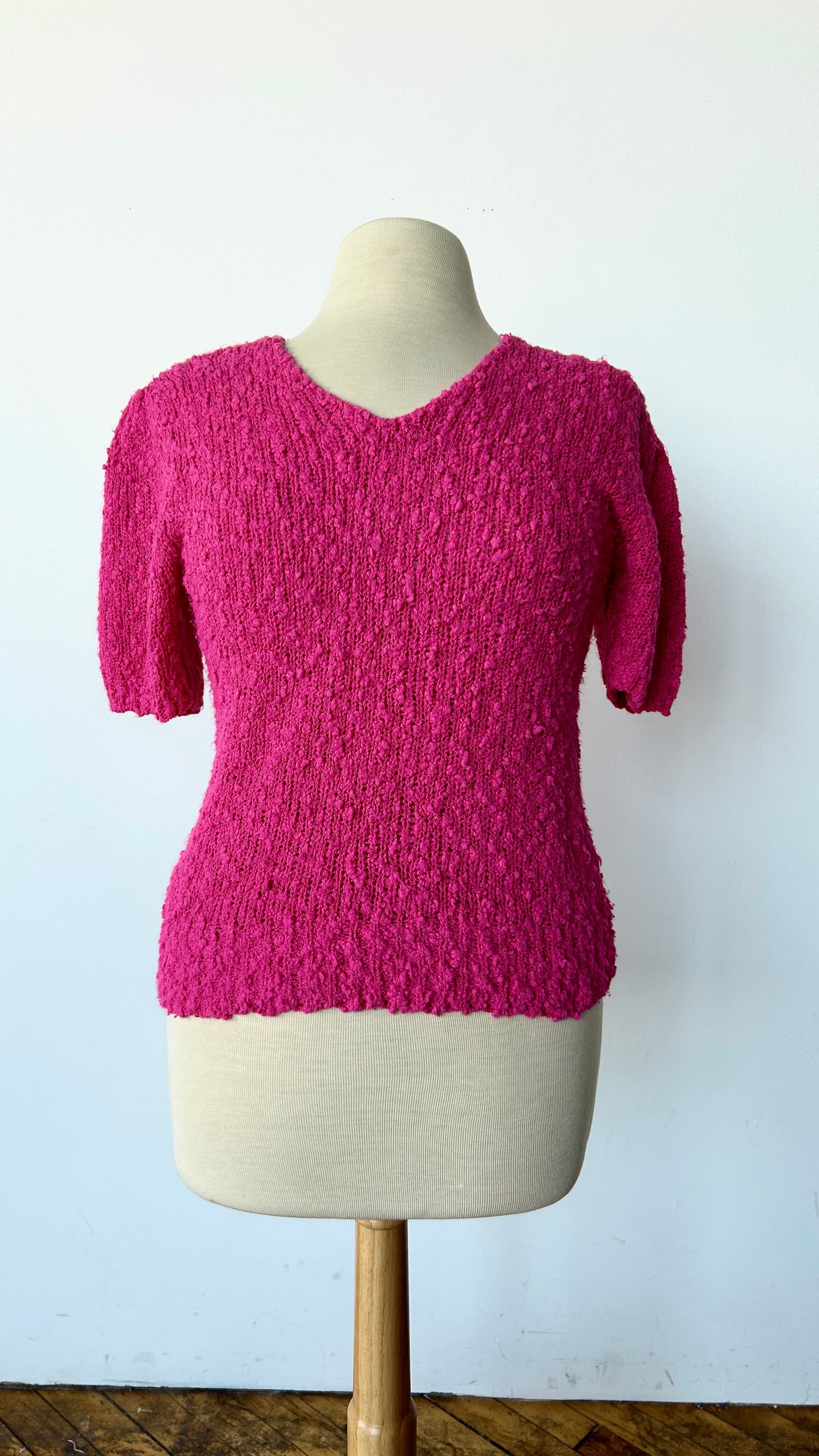 1990s pink knit sweater top, sz. large/XL