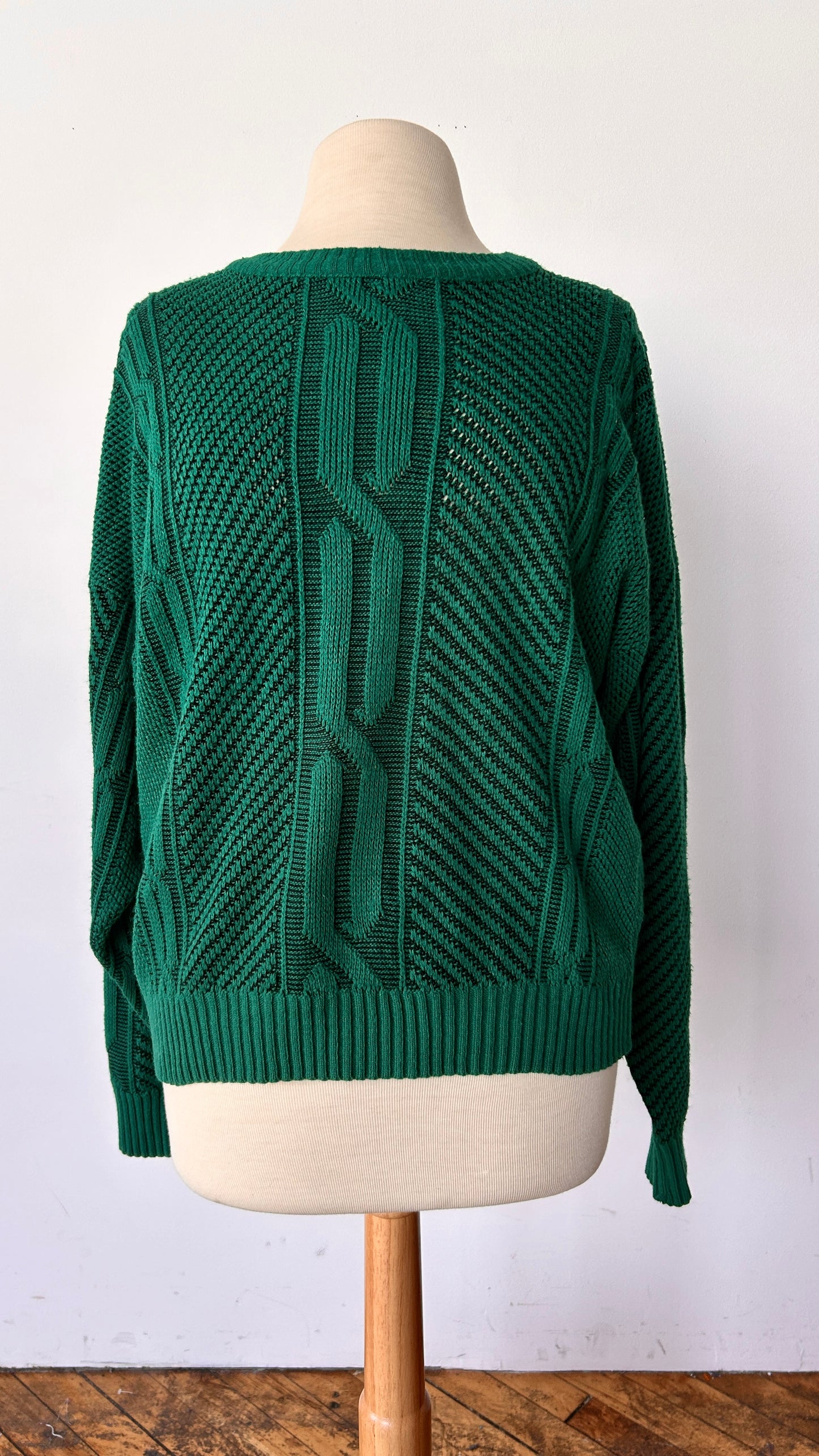 1990s teal cable knit sweater, sz. 1X/2X