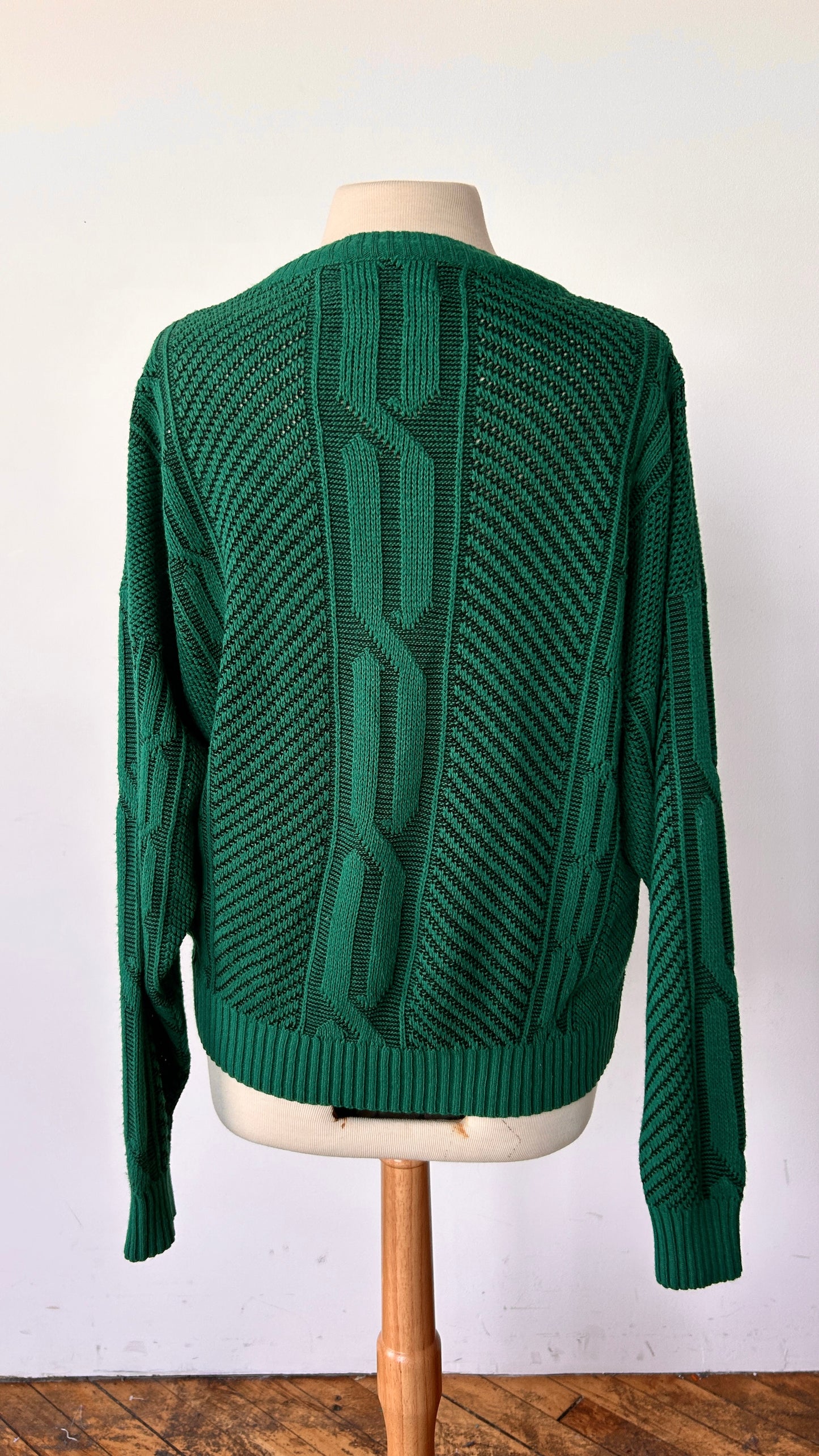 1990s teal cable knit sweater, sz. 1X/2X