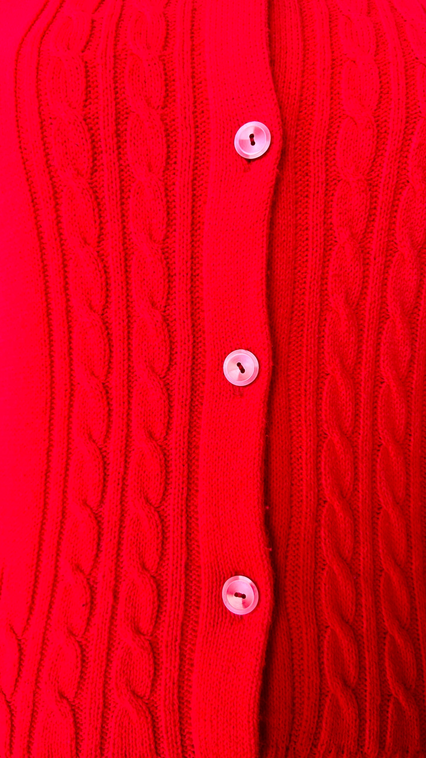 1970s bright red cardigan sweater, sz. medium/large