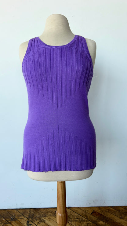 1970s purple knit tank top, sz. medium