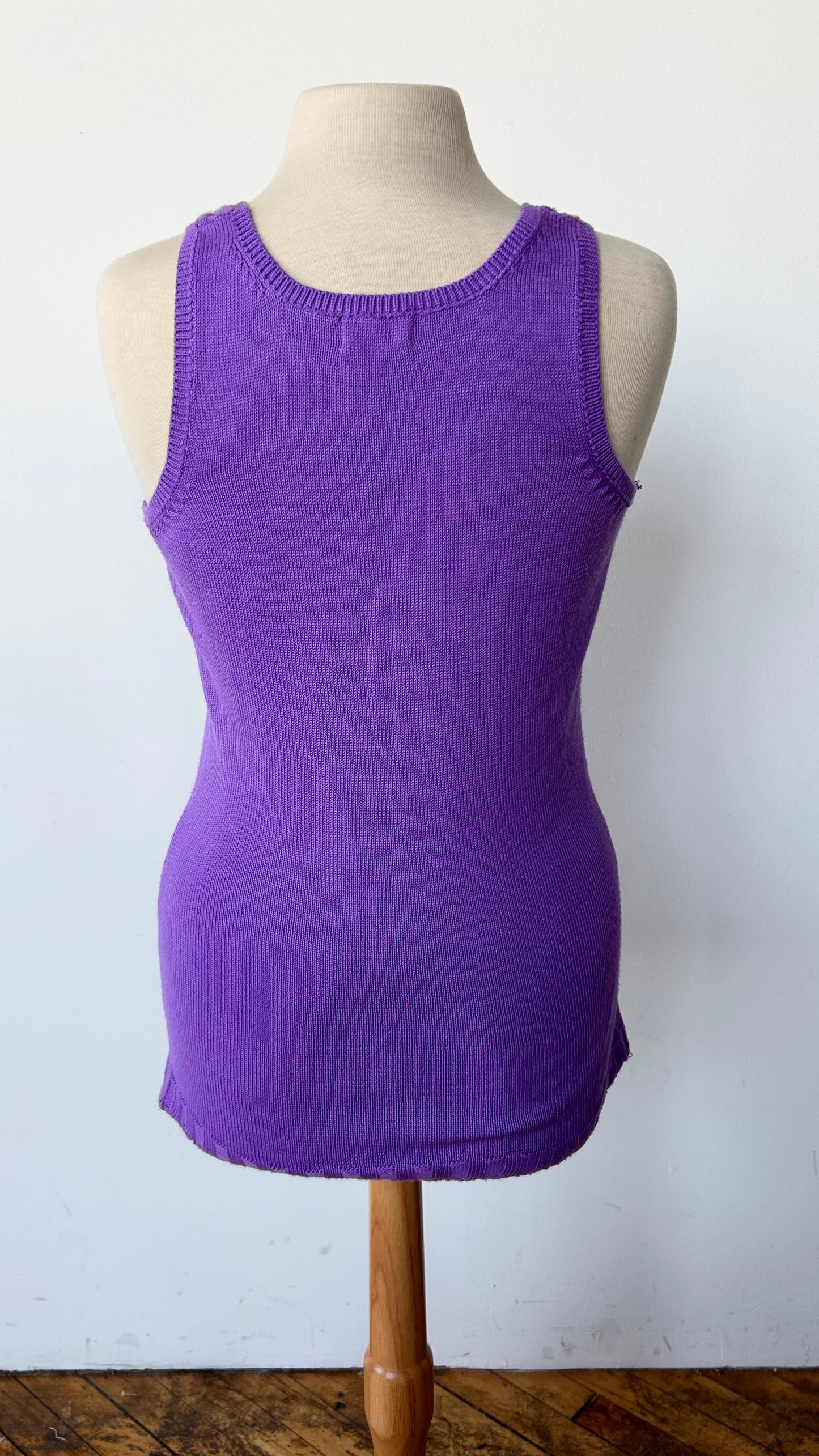 1970s purple knit tank top, sz. medium