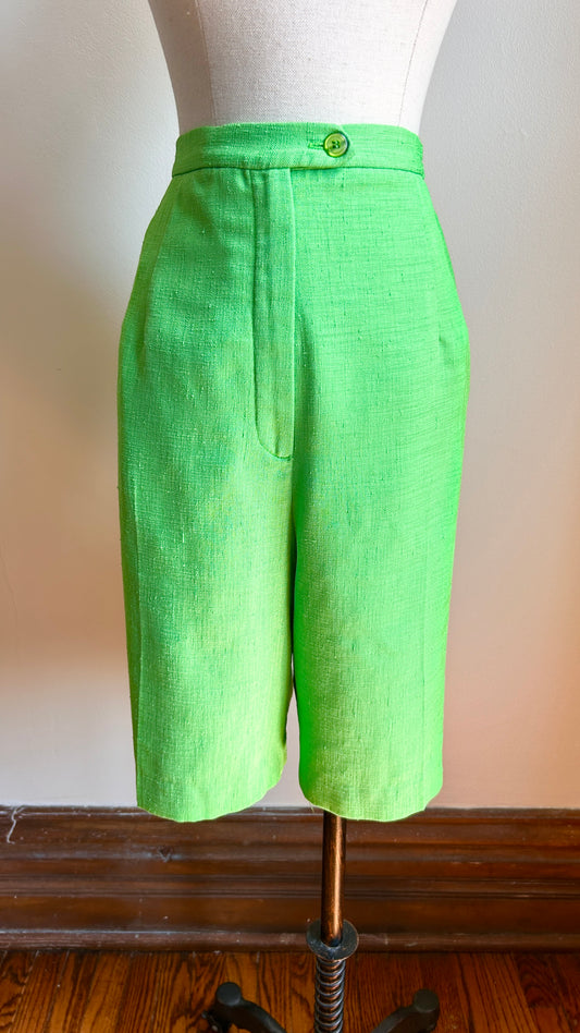 1980s electric green high-waisted shorts, sz. medium/large