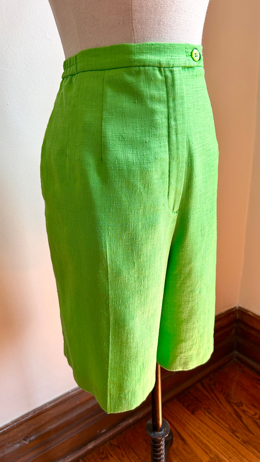 1980s electric green high-waisted shorts, sz. medium/large