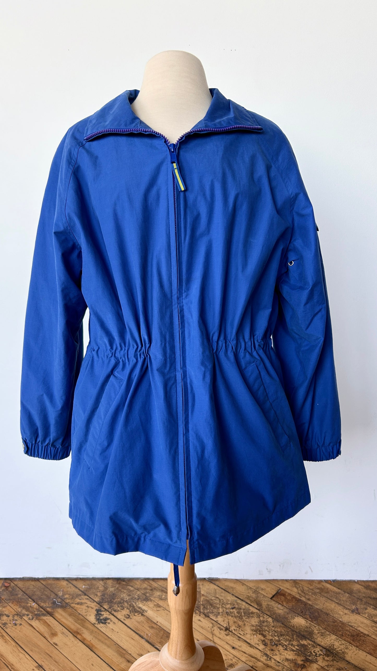 1990s cornflower blue parka jacket, sz. large/XL