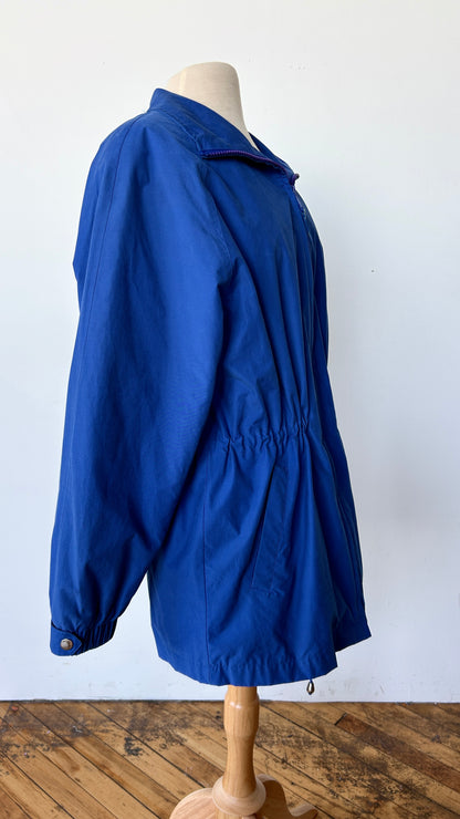 1990s cornflower blue parka jacket, sz. large/XL