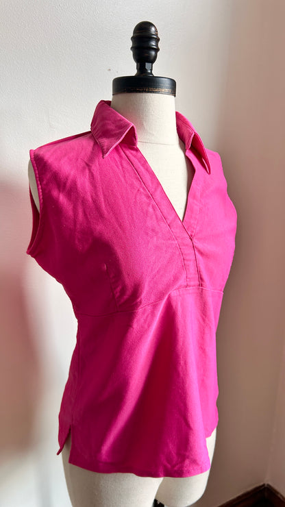 1990s pink v-neck tank top, sz. medium/large