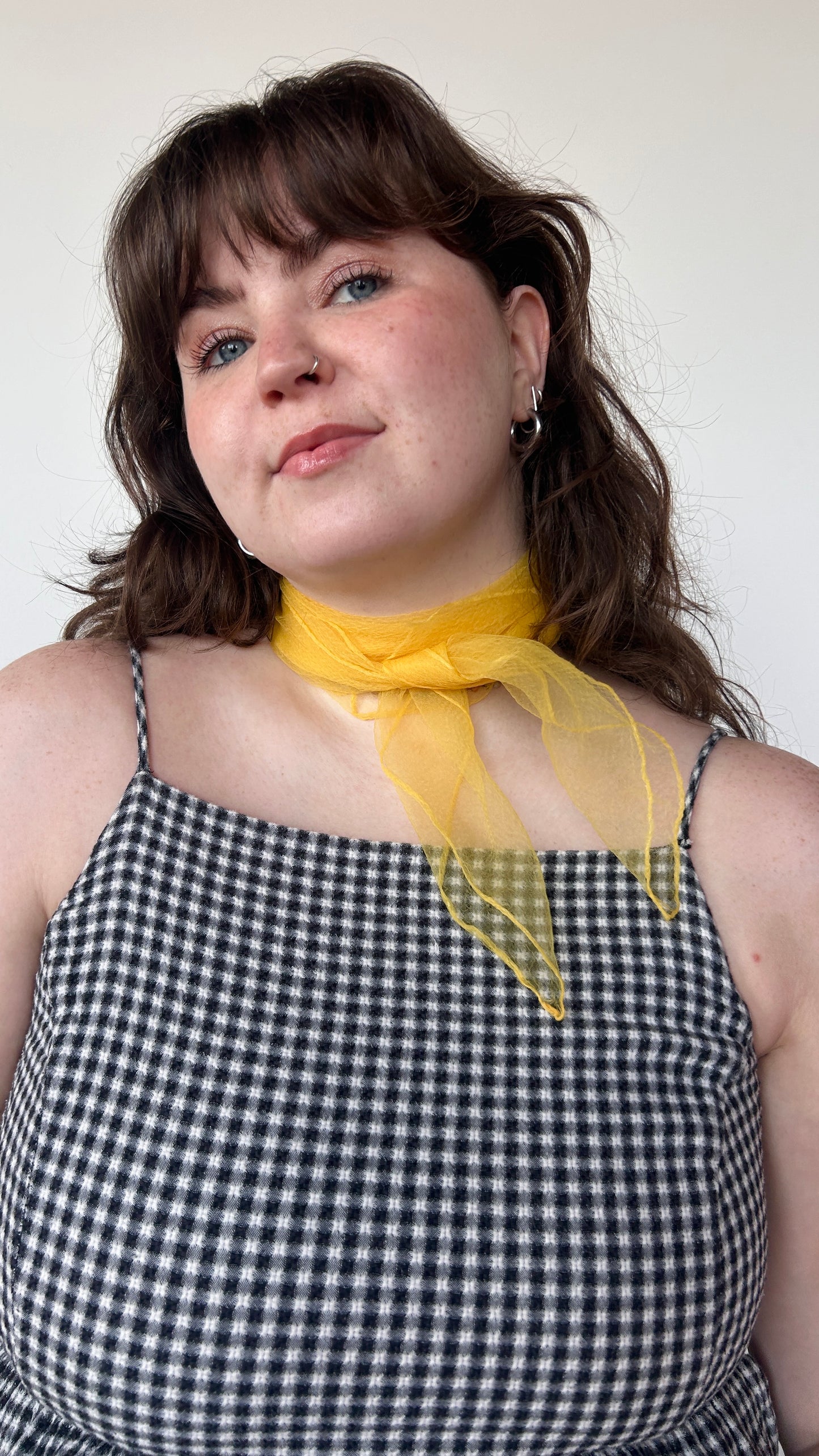 vintage sheer yellow square scarf