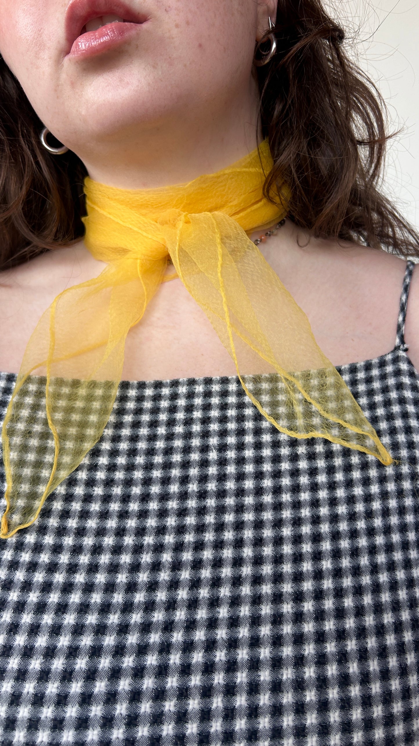 vintage sheer yellow square scarf