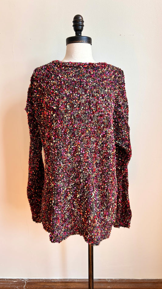 1990s black speckled knit sweater, sz. 1X