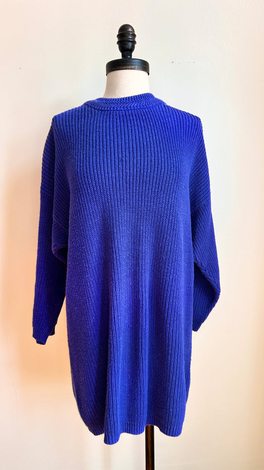 1990s indigo knit longline sweater, sz. XL