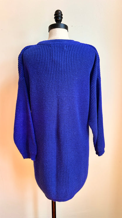 1990s indigo knit longline sweater, sz. XL
