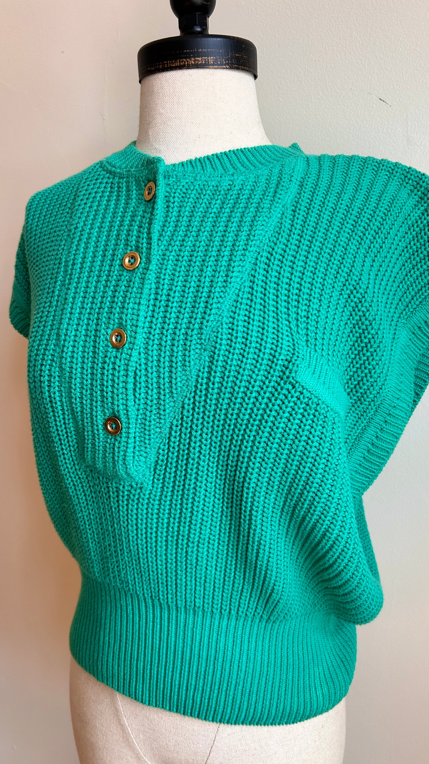 1980s teal knit sweater vest, sz. large/XL