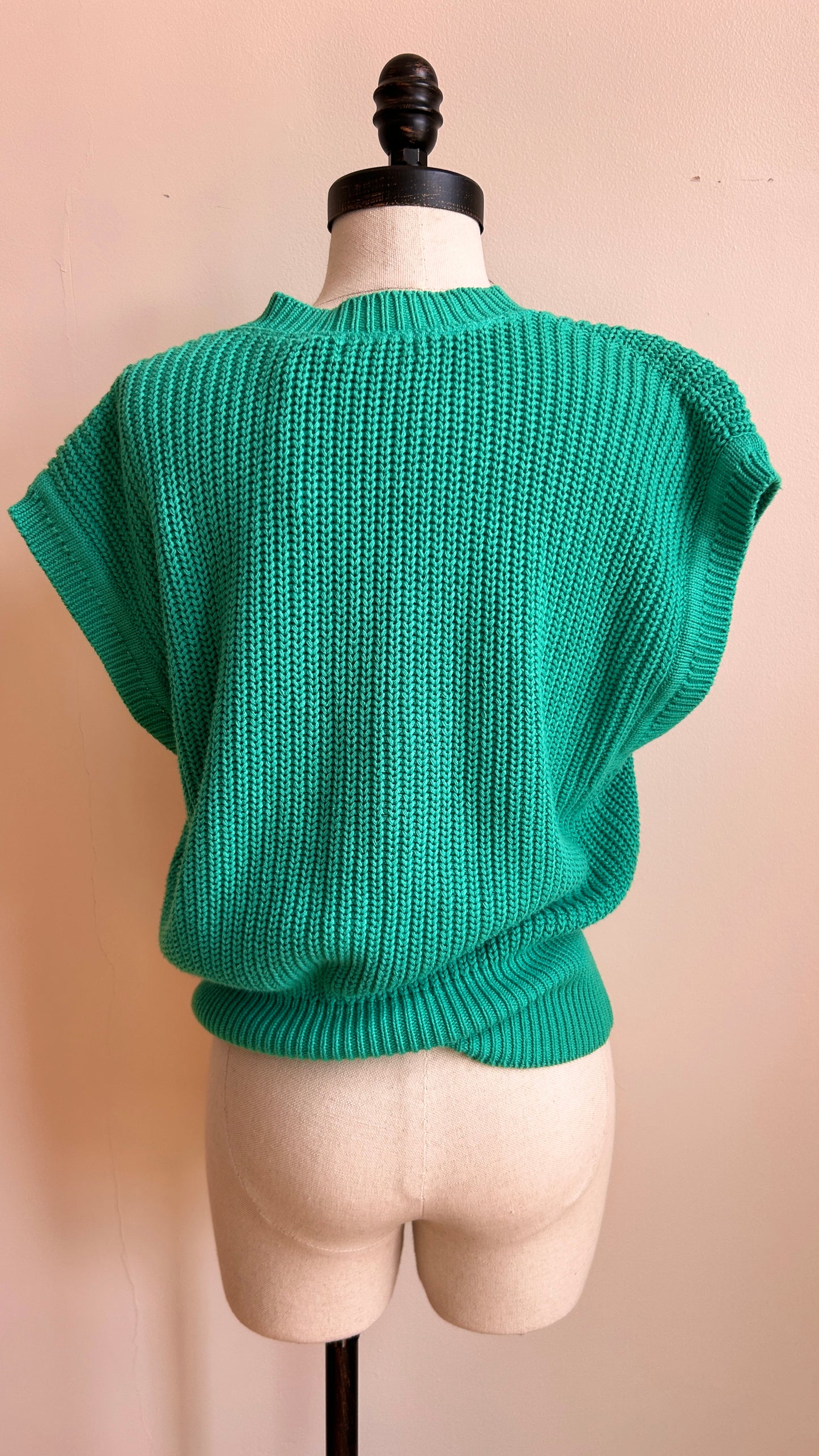 1980s teal knit sweater vest, sz. large/XL