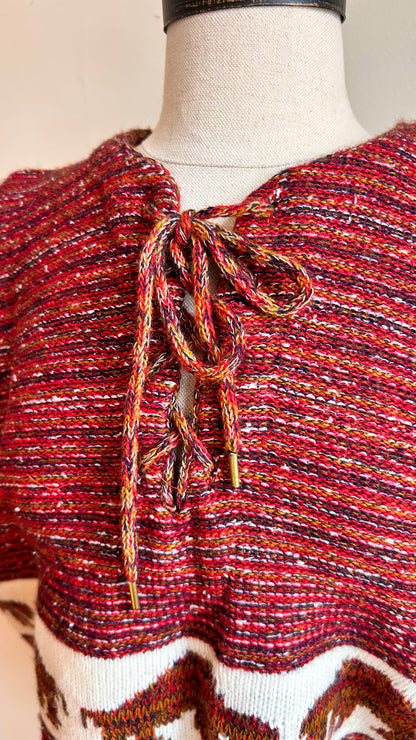 1970s red bison pattern sweater vest, sz. large